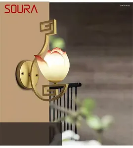 Wall Lamps SOURA Chinese Style Lamp Art Lotus Originality Living Room Bedroom Tea Corridor Decorative Light