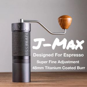 Setler 1Zpresso Jmax Manuel Kahve Öğütücü El Fabrikası 48mm Titanyum Kaplamalı Burr Eşsiz bir harici ayarla espresso için tasarlanmıştır