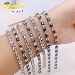 Großhandelspreis 925 Silber 2mm 3 mm 4mm 5mm Pass Diamond Tester weiß schwarzes Moissanit -Tennisarmbanddesigner Schmuck