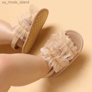 Sandalet Moda Küçük Çocuklar Yenidoğan Bebekler Prensesler Dantel Çocuk Yaz Sandalet Anti Slip Ayakkabıları İlk Adım Araba 0-18ml240429