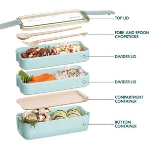 Bento Boxes 3 Layer Lunch Box Healthy Material Lunchbox For Kids Bento Box Microwave Safe Food Container med handtag gratis frakt 900 ml