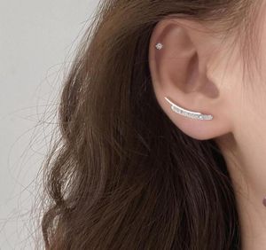 Dangle Chandelier 925 Sterling Silver Earring Simple Leaf Stud Geometric Vertical Personality Wild Trend Female Girl Ear Jewelry5452327