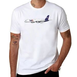 ボーイング757フェデックストラッキングパイロットTシャツブラウスプラスサイズトップメンズホワイトTシャツ240428