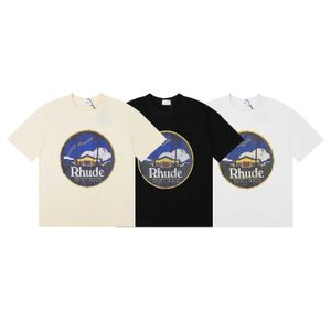 高品質のオリジナルルーダーデザイナーTシャツファッションブランドセントキャッスルプリント高重量ダブルヤーンピュアコットンカジュアルショートスリーブTシャツ1：1ロゴ付き