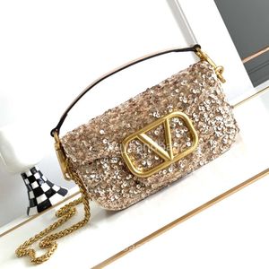 BASS LADY CrossBody Fashion Womens Perle Vlogo 2024 Valentyno Borse da borse di borse di design per le paillettes quadrate in pelle sacca di fascia alta 3r25