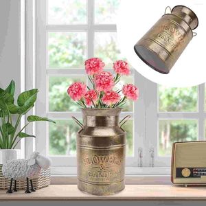 Vases Household Do Tin Bucket Vintage Decor Planters For Indoor Plants Iron Flower Adornment