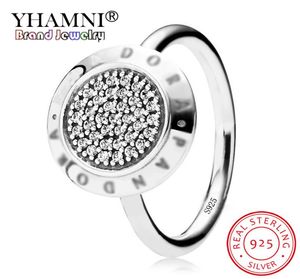 Anello di diamanti Cr Crystal Cr Crystal Yhamni per donne con logo si adatta a regali di gioielli in argento in argento sterling originale dimensione 6-9 R024147130555