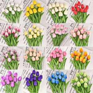 35101520pcs tulipas Flores artificiais Buquê de flores de toque real Fake for Wedding Home Decoration 240422