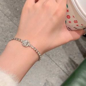 Chain New Big Rhinestones Adjustable Silver Plated Alloy Bracelet For Women Trendy Round Zircon Bracelet Jewelry