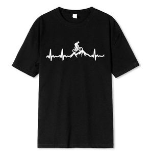 T-shirt maschile Mountain Bike Heartbeat Biking Print Mens T-shirts Casual 2023 Stre