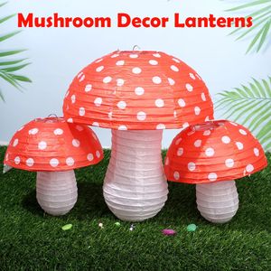 Mushroom Shaped Paper Lanterns 8 Inch12 Inch for Forest Jungle Wonderland Theme Birthday Party Decor for Garden Decoration 240424