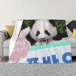 Blankets FuBao Panda Fu Bao Blanket Winter Warmth Sherpa Throw For Bedding Room Decor