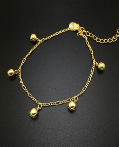 Trendiga 24k guldpläterade ankletter för kvinnors rytm små klockfot smycken barfota sandaler kedja4955688