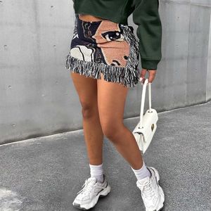 Skirts 2023 Autumn Leisure Fashion Y2K Tassel Womens Mini Body Skiing Vintage Style Aesthetic Colorful Womens SkiingL2429