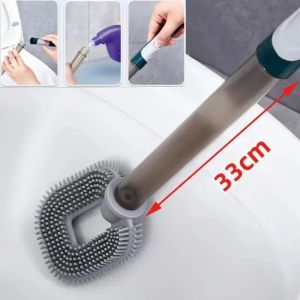 Setzen Sie Seife, die Toilettenpinsel mit Halter TPR Silicon Langhandhabter Pinsel WC Toilettenbürsten Badezimmerzubehör