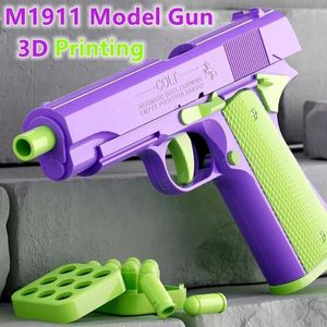 Silah Oyuncakları 3D Baskılı M1911 Kabuk Ejeksiyon Tabancası Tabanca Model Yerçekimi Düz Atlama Oyuncakları Silah ateşleyen çocuklar stres rahatlama oyuncak Noel Hediyesi T240428