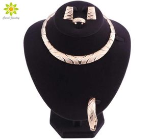 Fashion Wedding Dubai Africa Nigeria African Jewelry Set Goldcolor Necklace Earrings Romantic Woman Bridal Jewelry Sets 21070668645466277