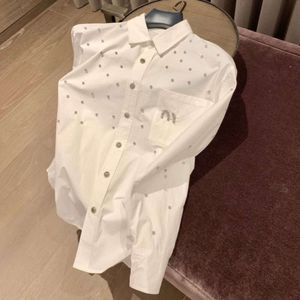 Spring womens shirts designer blouses fashion heavy industry hot diamond letter cardigan coat Shirt lapel loose long-sleeved shirts top