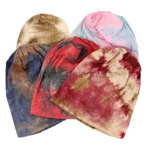 Beanie/Skull Caps Geebro Women Casual Tie Dye Soft Beanies Hats Spring Autumn Slouch Hats Damer Sticked Slouchy Skullies Baggy Hat Gorras Caps D240429