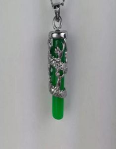 11 green Jade pendant necklace Long Zhu pendant color retention plated silver jade dragon pillars whole C22947903