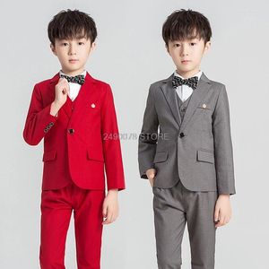 Clothing Sets 2024 Flowers Boys Formal School Suit Kids Wedding Party Dress Jacket Vest Pants 3Pcs Tuxedo Children Prom Ceremony Costume