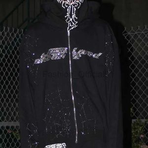 Herrtröjor tröjor y2k kläder rhin mens hoodies harajuku gotisk spindel tryck överdimensionerad sweatshirt punk grunge hip hop full zip up jacka d240429