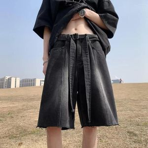 Mäns jeans sommarbrett ben denim shorts män avslappnade korta byxor koreanska baggy manlig streetwear hip hop lossa rakt