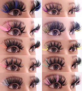 2225mm 3D Mink Colored Eyelashes Colorful 100 Mink Lashes Pink Blue Red White False Eyelash Natural Dramatic Fluffy Soft Eye Las6264604