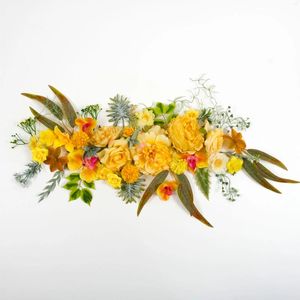 Decorative Flowers 46PCS Yellow Artificial Silk Flower Head Greenery Combo Set For DIY Crafts Garland Wreath Decor Fake