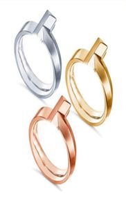 Moderinge Luxusdesigner klingeln Tshape -Band Ringe 925 Sterling Silber Gold Rose Ring Klassische Frauen Schmuck für Liebe Size3991088