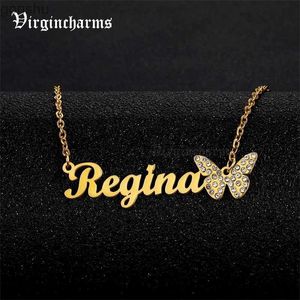 Pendant Necklaces Pendant custom vintage necklace jewelry custom personalized gold stainless steel necklace womens zircon butterfly nameWX