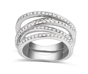 Ny ankomst för berömda varumärken Design Nickel Plated Spiral Wedding Rings tillverkade med österrikiska element Crystal Gift3336989
