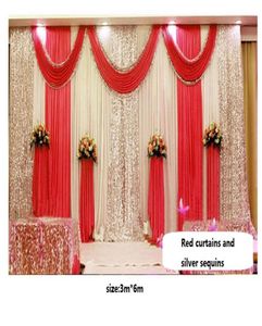 Bröllopssteg Bakgrundsdekoration 3m6m Bakgrundsgardin för bröllopsstegdekorationer Customized Wedding Decor Curtain Sequin Bac7778453