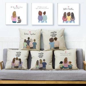 Kissen warme Familie Romantische Liebe Zuneigung Hülle Dekor Mode Cartoon Dame Cover für Sofa Home Chidren Room Kissenbezug