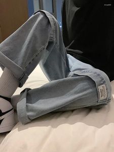 Mäns jeans foufurieux Tooling män som skar rakt rakt höst koreansk trend punk stilig all-match bredben byxor preppy hiphop byxor