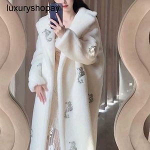 Maxmaras Teddy Bear Coat Womens Cashmere Coats Wool Winter m Family Large Medium Length Lamb 2024 New Sheep Fleece Fur Wo