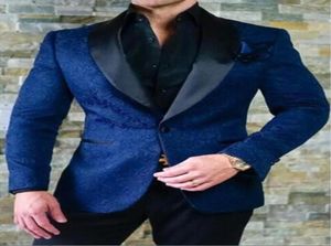 Men039s Tux 2019 Najnowszy płaszcz Tux Tux Blue Men garnitury ślubne Slim Fit 2 -częściowy podwójnie piersi Tuxedos Groom Formal Prom Blazer5303099