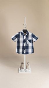 Spring and fall fashion style checkered lapel cotton casual children's shirt