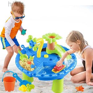 Sand Play Water Fun Water Table Sandbox för barn utomhus sensoriskt lek med sandleksaker och stänkpool perfekt för småbarn sommaraktivitet D240429