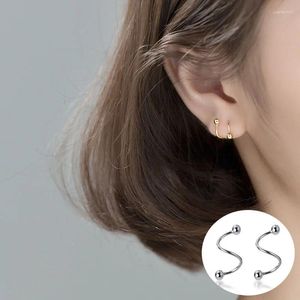 Stud Earrings 925 Sterling Silver Geometric Studs For Women Girl Smooth Spiral Snakelike Design Jewelry Party Gift Drop
