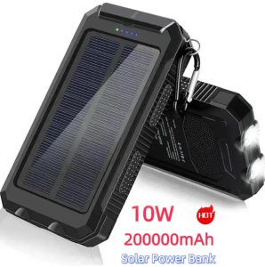 Chargers 200000mAh Banco de energia solar portátil Charging Poverbank Três defesas carregador de bateria externa LEV LED DUPLE USB POWER