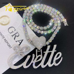 Pingentes de jóias de hip -hop personalizados passam o testador de diamantes 925 salto picado de moissanite name de letra de pingingdesigner jóias