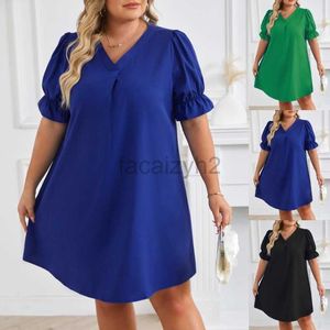 Basic Casual Dresses Designer Dress Spring/Summer New V-neck Short Sleeve Solid Color Large Dress