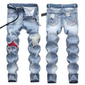 Men's Jeans Denim Jeans Beard Effect Casual Fashion Pants Plus Size Distressed Medium Men Retro Hip Hop Party Strt Large Size T240428