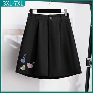 Kvinnors shorts Nya 2023 Womens Summer Plus Size Womens Large Loose Wide Leg Diamond Black Shorts 3xl 4xl 5xl 6xl 7xll2403