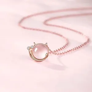 Pendants KOFSAC Cute Pink Small Snail Necklace For Female Light Luxury Animal Collar Chain Sweet Crystal Necklaces 925 Silver Jewelry