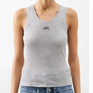 Tasarımcı Kadınlar Tshirt Uzun Tank Top Örme İşlenmiş Nefes Alabilir Tank Top İnce High Street Moda Stil Tankları Beyaz Siyah Gri