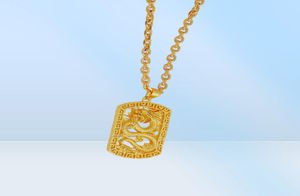 Dragon Pattern Square Catena a sospensione quadrata 18K giallo uomo riempito da uomo fresco collana a ciondolo stile moda9264782