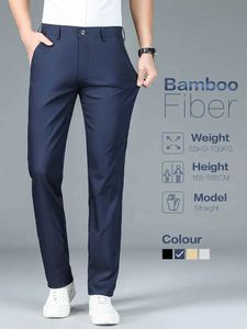 Men's Pants High quality luxury straight business set mens bamboo fiber designer elegant and casual long Trouser for spring summer Q240429