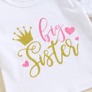 Roupas Conjuntos de roupas Big Sister Little Matching Roupfits FOTO VIAGEM T-SHIRT Top Party Tutu Tulle Skirt Band 3pcs